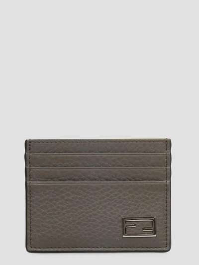 Fendi Baguette Card Holder In Grey