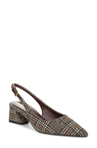 Franco Sarto Racer Slingback Pointed Toe Pump In Brown Plaid Fabric
