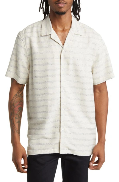 Topman Stripe Short Sleeve Button-up Shirt In Stone
