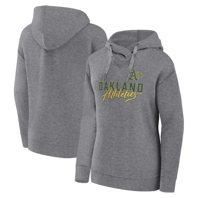 Fanatics Branded Heather Gray Oakland Athletics Script Favorite Pullover Hoodie