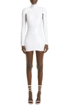 Laquan Smith Long Sleeve Sequin Minidress In White