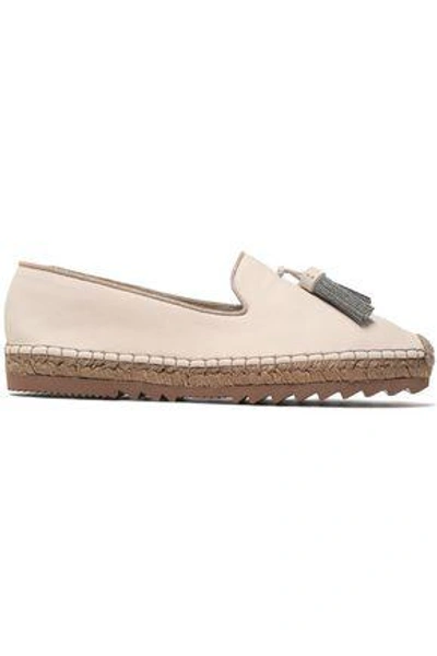 Brunello Cucinelli Woman Bead-embellished Tasseled Leather Espadrilles Ivory