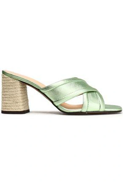 Castaã±er Woman Metallic Leather Sandals Mint