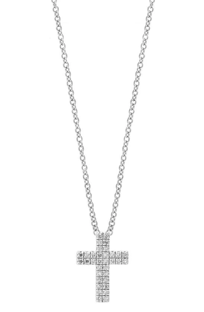 Effy Sterling Silver Pavé Diamond Cross Pendant Necklace In Metallic