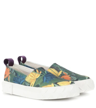 Eytys Viper Printed Slip-on Canvas Sneakers In Green