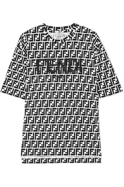 Fendi Embroidered Printed Stretch-cotton Jersey T-shirt
