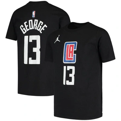 Jordan Brand Kids' Youth  Paul George Black La Clippers Statement Edition Name & Number T-shirt