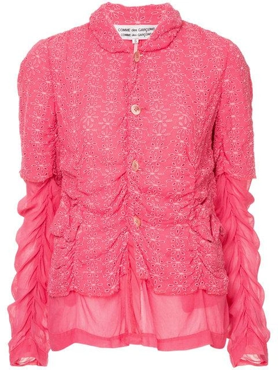 Comme Des Garçons Vintage Embroidered Sheer Jacket - Pink