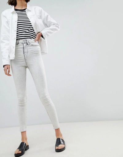 Waven Anika Acid Wash High Waisted Skinny Jeans - Gray