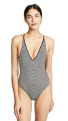 Marysia Harbour Island Reversible Striped Swimsuit In Black And White