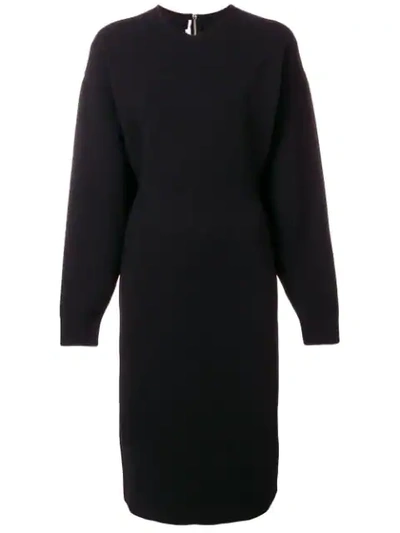 Stella Mccartney Compact Knit Long Sleeve Sweater Dress In Black