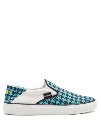 Vetements Houndstooth-print Slip-on Trainers In Blue