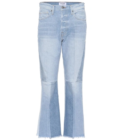 Frame Le Panel Block Cropped Flare-leg Jeans In Blue