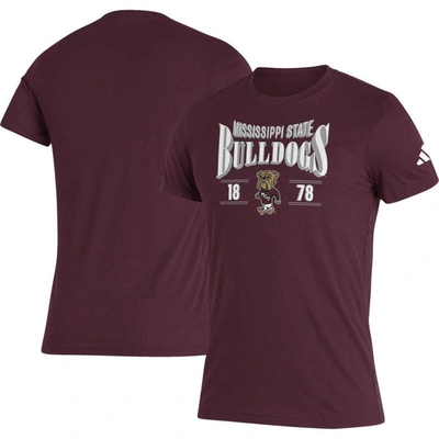 Adidas Originals Adidas Maroon Mississippi State Bulldogs Along The Shadow Tri-blend T-shirt
