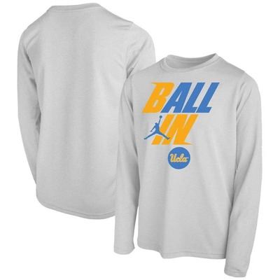 Jordan Brand Kids' Youth  White Ucla Bruins Ball In Bench Long Sleeve T-shirt