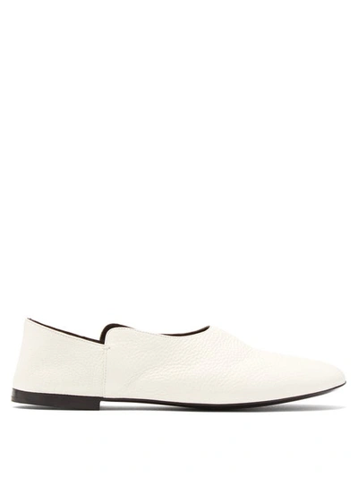 The Row Boheme Leather Slippers In White