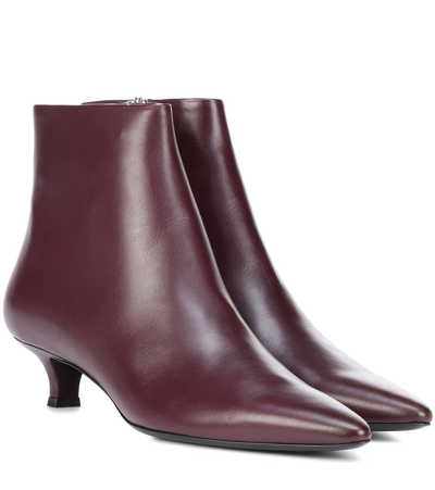 The Row Coco Point-toe Leather Ankle Boots In Red