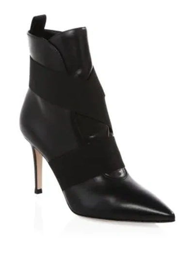 Gianvito Rossi Napa Booties With Stretch Straps In Black