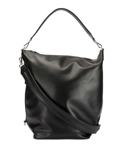 Paco Rabanne Large Calfskin Hobo Bag In Black