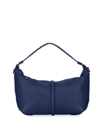 Bottega Veneta Cervo Medium Leather Shoulder Hobo Bag In Dark Blue
