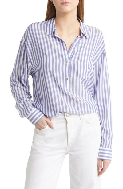 Rails Elle Stripe Organic Cotton Popover Shirt In Blue White Stripe