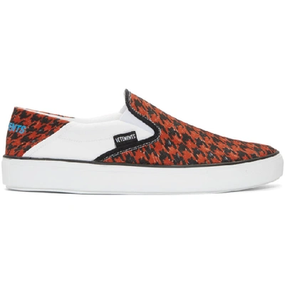 Vetements Houndstooth-print Slip-on Low-top Trainers In Red