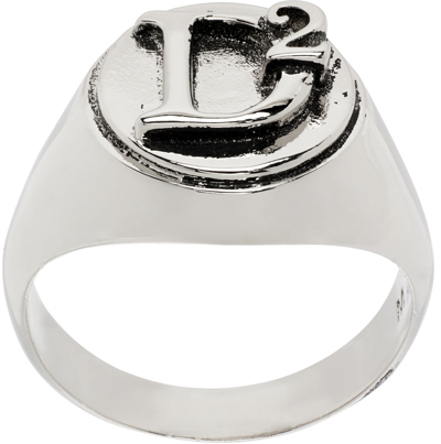 Dsquared2 Embossed Monogram-detail Ring In Silver