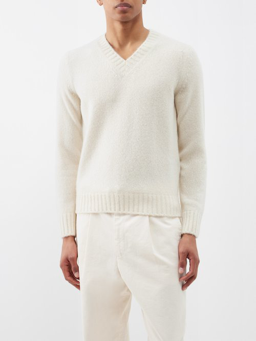 TOM FORD V-neck wool jumper - White