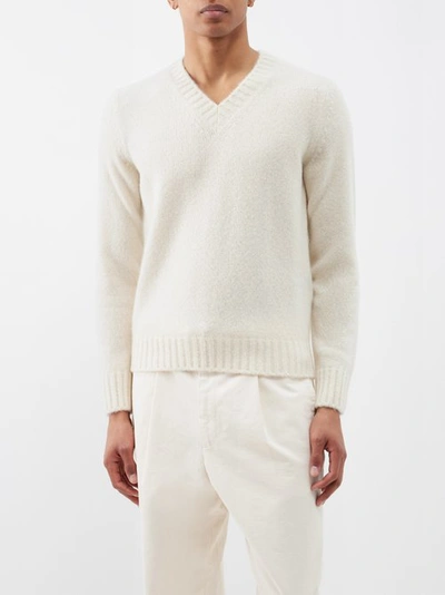 Tom Ford V-neck Cashmere-blend Jumper In White