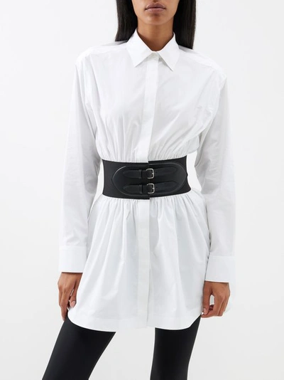 Alaïa Belted Cotton-poplin Shirt In White