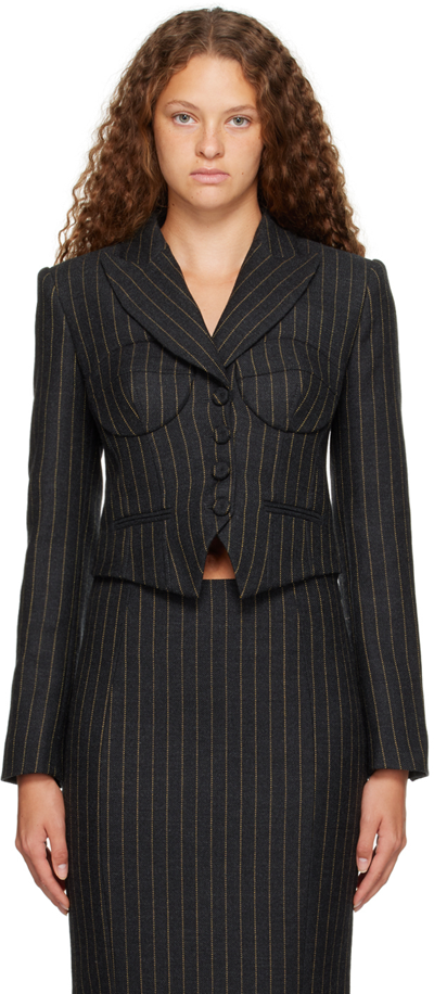 Moschino Cropped Striped Blazer In Blue