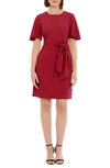 Donna Morgan Flutter Sleeve Waist Tie Dress In Savvy Red