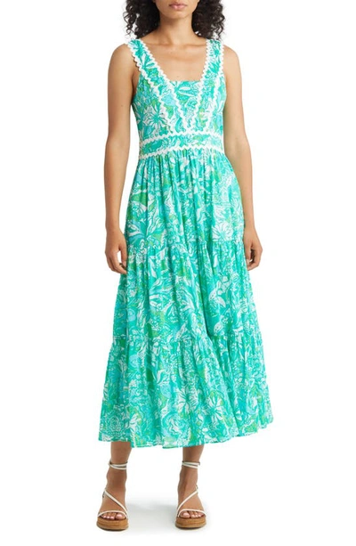 slim fit dress slacks Lilly Pulitzer Blue Green Lined Maxi Dress- Size L (see notes) – The Saved  Collection main image 1