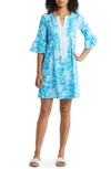 Lilly Pulitzer Krysta Split Neck Shift Dress In Amalfi Blue Sunny State Of Mind