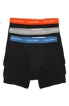 Calvin Klein 3-pack Boxer Briefs In Black/ W Oriole/ Stony/ Blue