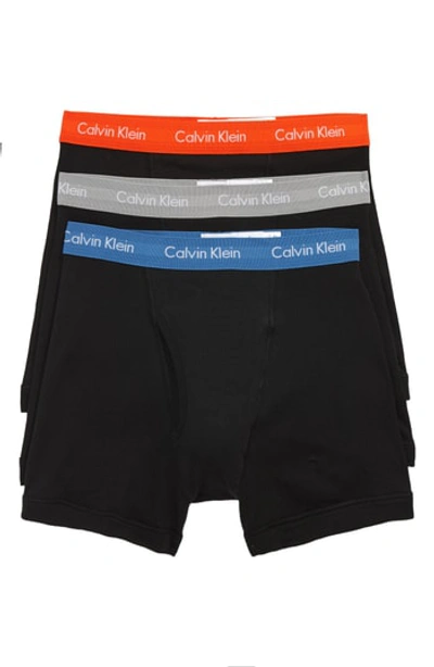 Calvin Klein 3-pack Boxer Briefs In Black/ W Oriole/ Stony/ Blue