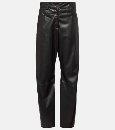 Stella Mccartney Faux-leather Straight-leg Trousers In Black