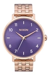 Nixon The Arrow Bracelet Watch, 38mm In Rose Gold/ Purple/ Rose Gold