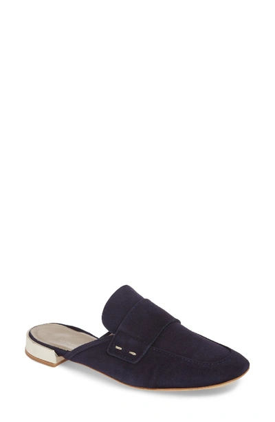 Agl Attilio Giusti Leombruni Penny Keeper Mule In Blue Suede