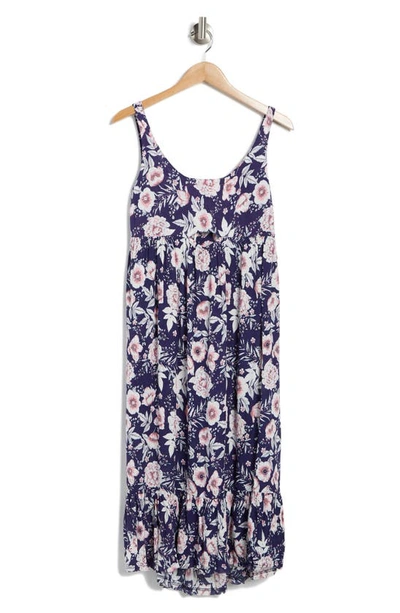 Stitchdrop Marathon Floral Print Tank Maxi Dress In Peony