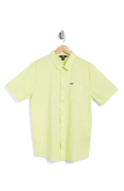 Volcom Patterson Short Sleeve Button-up Shirt In Shadow Lime