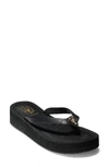 Cole Haan Lobster Wedge Flip Flop In Black Leather