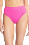 Robin Piccone Amy High Waist Bikini Bottoms In Rosy