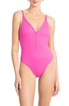 Robin Piccone Amy Snap One-piece Swimsuit In Rosy