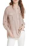 Free People Talk To Me Shirt In Light Grey