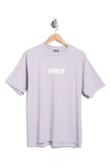 Obey Cotton Graphic Logo Tee In Pigment Purple Paste