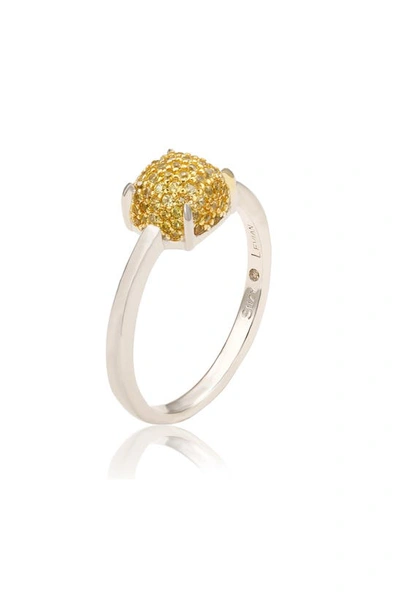 Suzy Levian Sterling Silver Yellow Sapphire Ring