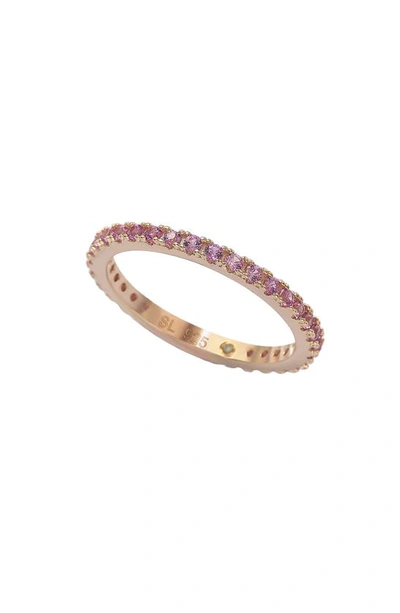 Suzy Levian Rose Gold Plated Sterling Silver Pink Sapphire Ring