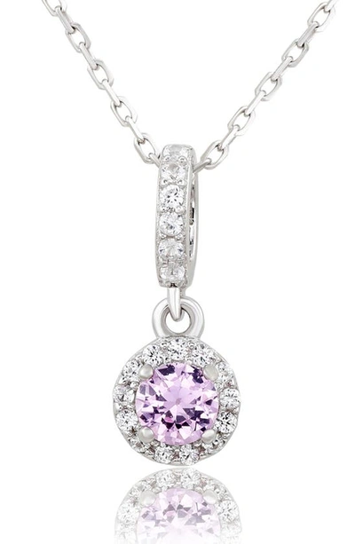Suzy Levian Sterling Silver Pink Sapphire Pendant Necklace