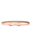 Kate Spade Bow Belt With Spade In Coral Gable/polished Gold